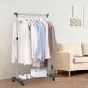 BAOYOUNI Single Rod Clothing Garment Rack on Wheels Metal Rolling Clothes Display Hanging Rail Coat Stand Storage Holder Organizer, Height Adjustable (Black) view 4