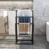 3 Tiers Black Metal Towel Rack,Freestanding Towel Holder for Bathroom view 2