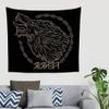 Diyhere Viking Wolf Tapestry Norse Mythology Wall Tapestry Runes Norse Decor Psychedelic Hippie Black Background Tapestry Room Decor for Bedroom Aesthetic 60 * 90 Ines view 1