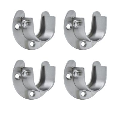 25mm Stainless Steel Closet Pole Sockets, Heavy Duty Closet Rod End Supports Flange Rod Holder U Shaped for Wardrobe Shower Curtain 4PCS