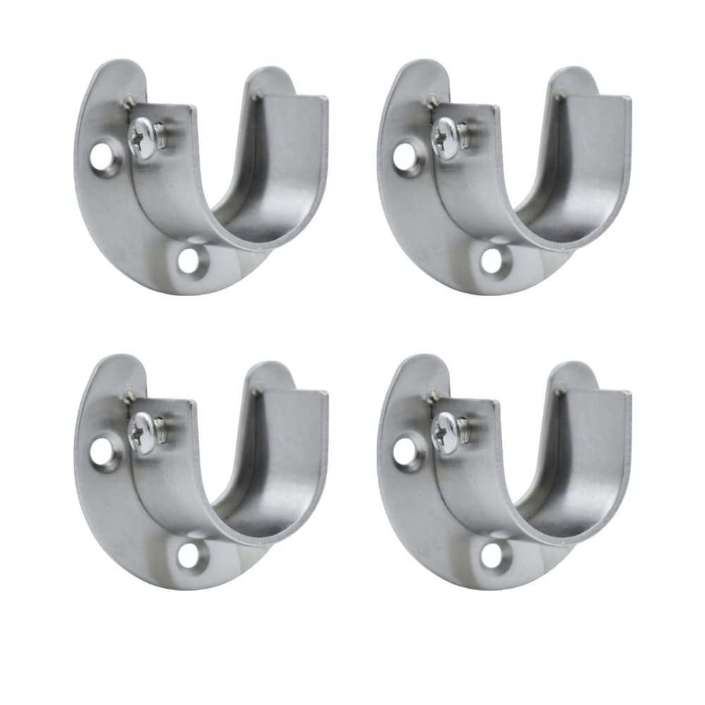 25mm Stainless Steel Closet Pole Sockets, Heavy Duty Closet Rod End Supports Flange Rod Holder U Shaped for Wardrobe Shower Curtain 4PCS