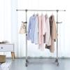 BAOYOUNI Single Rod Clothes Coat Rack on Wheels Metal Rolling Clothing Hats Purses Display Hanger Hooks Garment Storage Stand Holder Organizer, Height and Width Adjustable (Grey) view 2