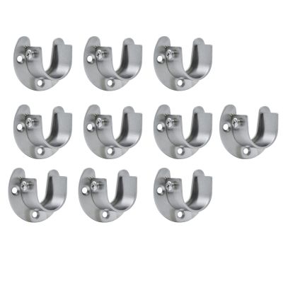 32mm Stainless Steel Closet Pole Sockets, Heavy Duty Closet Rod End Supports Flange Rod Holder U Shaped for Wardrobe Shower Curtain 10PCS