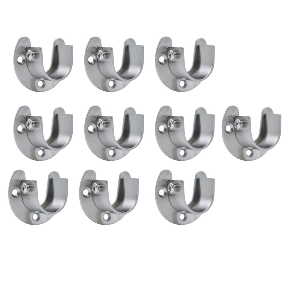 32mm Stainless Steel Closet Pole Sockets, Heavy Duty Closet Rod End Supports Flange Rod Holder U Shaped for Wardrobe Shower Curtain 10PCS