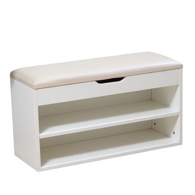 ZAIHW Shoe Rack Bench Storage 2 Tier,moderno White Shoe Cabinet with Seat Cushion Hallway Bedroom Living Room Furniture,Made of Man-Made Board,Strong and Durable,403045cm