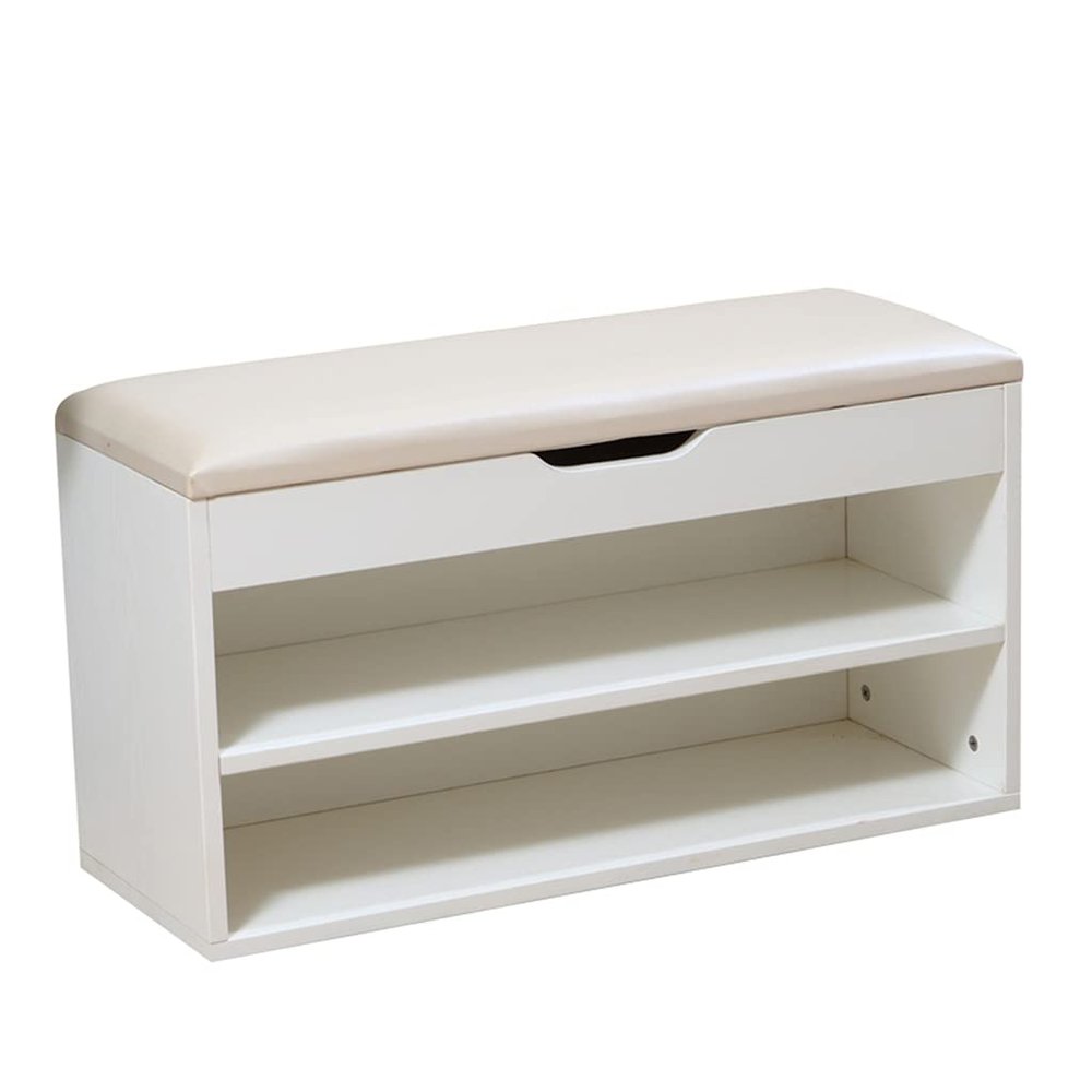 ZAIHW Shoe Rack Bench Storage 2 Tier,moderno White Shoe Cabinet with Seat Cushion Hallway Bedroom Living Room Furniture,Made of Man-Made Board,Strong and Durable,403045cm