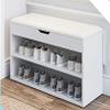 ZAIHW Shoe Rack Bench Storage 2 Tier,moderno White Shoe Cabinet with Seat Cushion Hallway Bedroom Living Room Furniture,Made of Man-Made Board,Strong and Durable,403045cm view 2