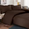 100% Cotton 4 Piece Button Closure Duvet Set 15" Deep Pocket, 800 Thread Count Cooling Comforter Cover Set, Soft Sateen Weave Queen Size Chocolate Duvet Cover Set view 3