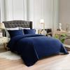100% Cotton 4 Piece Button Closure Duvet Set 18" Deep Pocket, 800 Thread Count Cooling Comforter Cover Set, Soft Sateen Weave California King Size Navy Blue Duvet Cover Set view 1