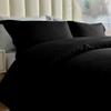 100% Cotton 4 Piece Button Closure Duvet Set 18" Deep Pocket, 800 Thread Count Cooling Comforter Cover Set, Soft Sateen Weave Queen Size Black Duvet Cover Set view 3