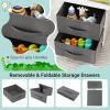 Costzon Kids Table and Chair Set, Wood Activity Table w/Toy Storage Baskets, Jigsaw Puzzle for Arts, Crafts, Reading, Children Playset Furniture for Preschool, Playroom, Toddler Table & Chair Set view 3