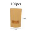 Froiny 100pcs Reusable Ziplock Bags Waterproof Brown Kraft Paper Stand Up Pouch with Transparent Window Food Storage Pouches view 2