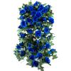 4 Pack (32FT) Artificial Rose Vine Fake Flowers Garland Hanging Silk Rose Ivy Plants Vine for Wedding Arch Party Garden Home Bedroom Office Wall Aesthetic Art Dcor (Royal Blue) view 1