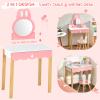 Costzon Kids Vanity Set with Mirror, 2 in 1 Princess Makeup Dressing Table w/Detachable Top, Toddler Vanity with Chair, Drawer & Solid Wood Legs, Pretend Play Vanity Set for Little Girls (White) view 2