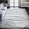 Abani Contemporary Linear Blue & Cream Dining Area Rug - Modern 7'9" x 10'2" (8x10) Geometric Design No-Shed Area Rug Rugs view 1