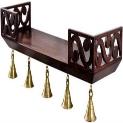 Crafting with Love A Beautiful Wooden Handmade MDF Wall Shelf/Pooja MANDIR/Home Temple/Floating SELF with Bells