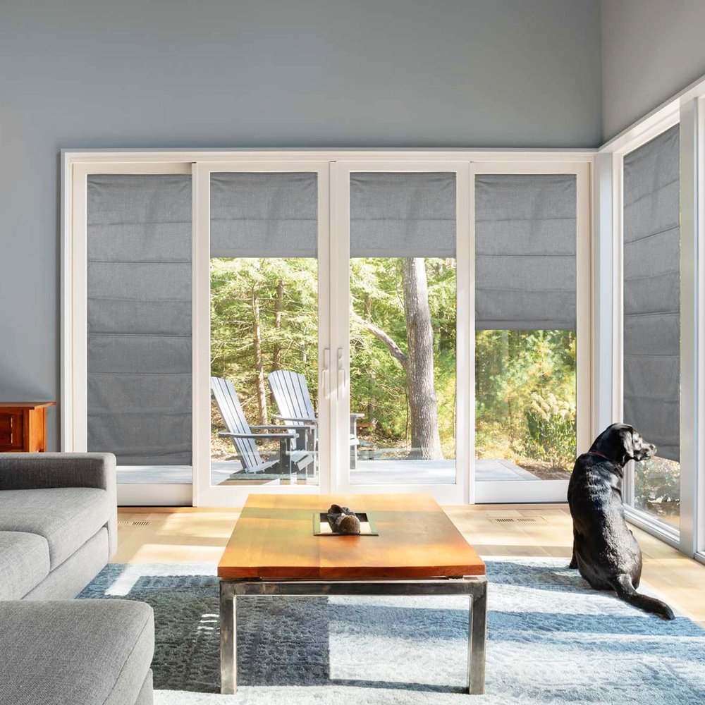 Biltek Blackout Roman Shades, Gray, Window Blinds Inside/Outside Mount Thermal Washable Fabric Easy Install 27" W x 64" H
