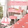 Costzon Kids Vanity Set with Mirror, 2 in 1 Princess Makeup Dressing Table w/Detachable Top, Toddler Vanity with 360 Rotating Mirror, Drawers & Stool, Pretend Play Vanity Set for Little Girls, Pink view 2