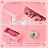 Costzon Kids Vanity Set with Mirror, 2 in 1 Princess Makeup Dressing Table w/Detachable Top, Toddler Vanity with 360 Rotating Mirror, Drawers & Stool, Pretend Play Vanity Set for Little Girls, Pink view 3