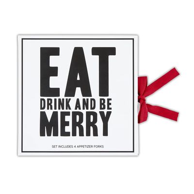 Santa Barbara Design Studio Holiday Cardboard Book Gift Set, 4-Piece, Eat Drink and Be Merry - Charcuterie Forks