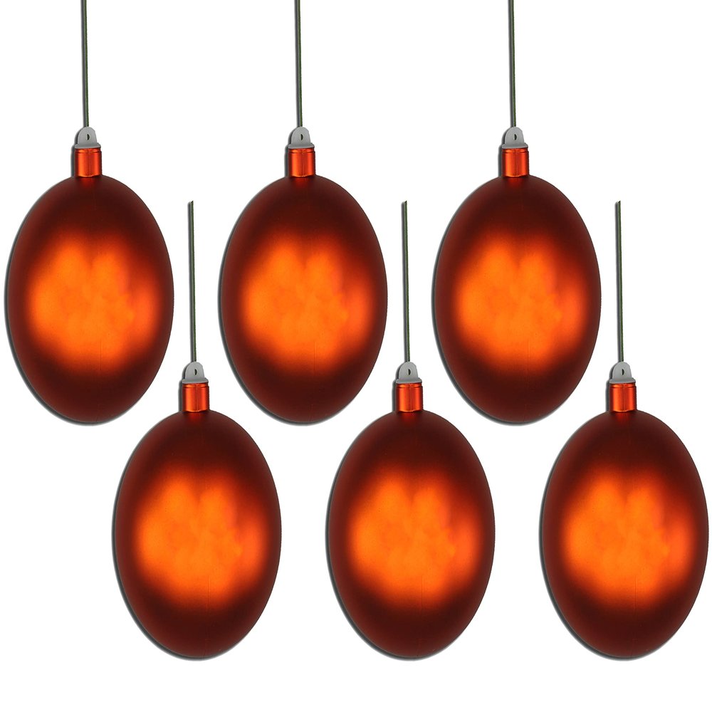 6 Pack 120mm 5" Matte Orange Ball Ornament with Wire and UV Coating