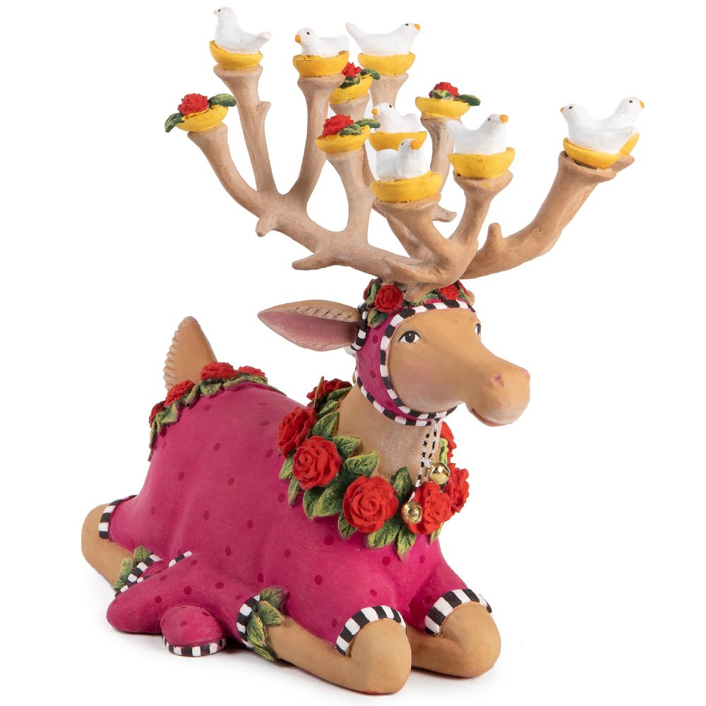 MACKENZIE-CHILDS Patience Brewster Dash Away Figurine, Christmas Home Decor, Sitting Donna Reindeer