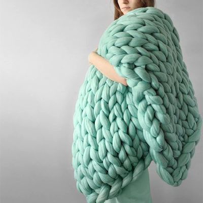 WANGPP Chunky Knit Throw Blanket,Handmade Chunky Knit Blanket,Comfortable Blanket,Chunky Wool Blanket,Knitted Blanket,Bedspread Throw Blanket Home Decor,for Bedroom,Living Room,Yoga Mat Carpet