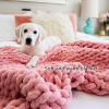 WANGPP Chunky Knit Throw Blanket,Handmade Chunky Knit Blanket,Comfortable Blanket,Chunky Wool Blanket,Knitted Blanket,Bedspread Throw Blanket Home Decor,for Bedroom,Living Room,Yoga Mat Carpet view 4