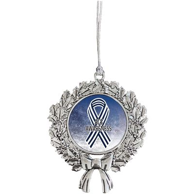 ALS Lou Gehrig's Awareness Ribbon Christmas Tree Ornament Wreath Design