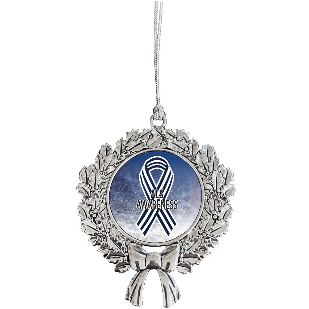 ALS Lou Gehrig's Awareness Ribbon Christmas Tree Ornament Wreath Design
