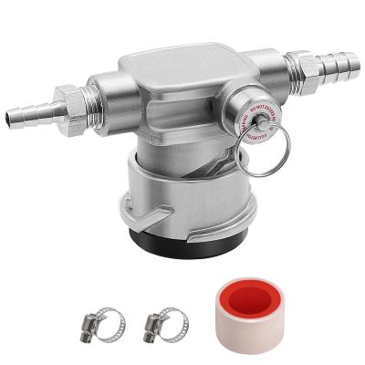 Dbgogo Low Profile Keg Coupler, 304 Stainless Steel D System Keg Coupler Space Saving Twist-Activated Homebrew Sankey Keg Tap with Safety Pressure Relief Valve and Connection Tape and Hose Clamp