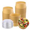 Huaiid 50 Pack 25 oz Large Paper Bowls with Lid, Paper Salad Bowls, Disposable Food Container, To Go Food Container for Hot/Cold Soup, Party view 1