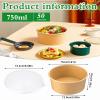 Huaiid 50 Pack 25 oz Large Paper Bowls with Lid, Paper Salad Bowls, Disposable Food Container, To Go Food Container for Hot/Cold Soup, Party view 2