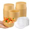 Huaiid 37 Oz Large Disposable Paper Bowls with Lid, 50 Pack Paper Salad Bowls, Kraft Food Container, Disposable Salad Containers for Hot/Cold Soup, Party Supplies view 1
