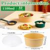 Huaiid 37 Oz Large Disposable Paper Bowls with Lid, 50 Pack Paper Salad Bowls, Kraft Food Container, Disposable Salad Containers for Hot/Cold Soup, Party Supplies view 2