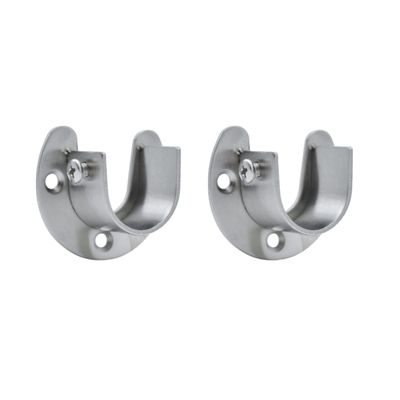 32mm Flange Rod Holder,Closet Rod Holder, U Shaped End Rod Bracket Stainless Steel Closet Pole Socket for Wardrobe Bracket Shower Curtain 2PCS