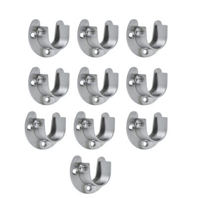 ToolOfLife 25mm Flange Rod Holder, U Shaped End Rod Bracket, Stainless Steel Closet Pole Socket, Silver, 10PCS