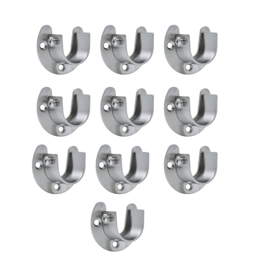 ToolOfLife 25mm Flange Rod Holder, U Shaped End Rod Bracket, Stainless Steel Closet Pole Socket, Silver, 10PCS