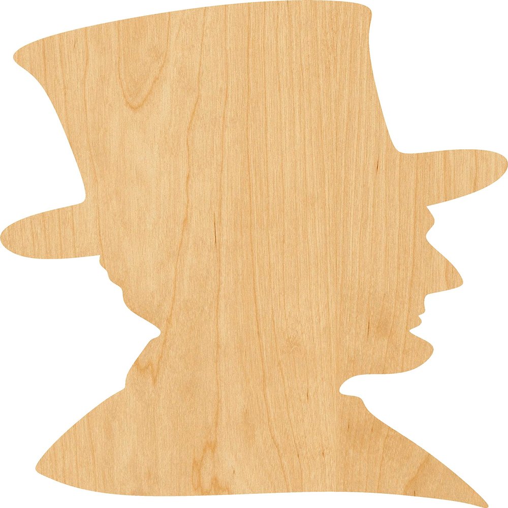 Abraham Lincoln Laser Cut Out Wood Shape Craft Supply - Woodcraft Cutout (6", 1/4" Thickness)