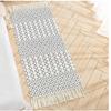 2 Pieces Cotton Area Rug (60x90cm+60x130cm) Modern Black and White Printed Rug with Tassels Machine Washable Modern Floor Carpet for Entryway Kitchen Living Room Bedroom,Style-2 view 2