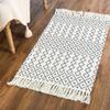 2 Pieces Cotton Area Rug (60x90cm+60x130cm) Modern Black and White Printed Rug with Tassels Machine Washable Modern Floor Carpet for Entryway Kitchen Living Room Bedroom,Style-2 view 4