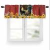 Rural Farm Rooster Head to Outside Curtain Valance for Windows/Living Room/Kitchen/Bathroom/Farmhouse, Sunflowers and Bees Red Barnyard Short Rod Pocket Tier Curtain Window Treatment, 1 Panel 54x18 view 1