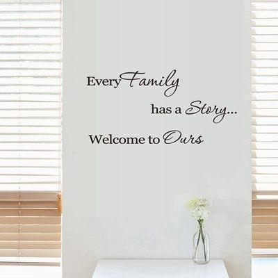 Rasiarpio Rasiarpio Words Wall Decal Sayings Quote Art Vinyl Decor Removable PVC Home Room Decor All Families Have A Story Welcome to Ours
