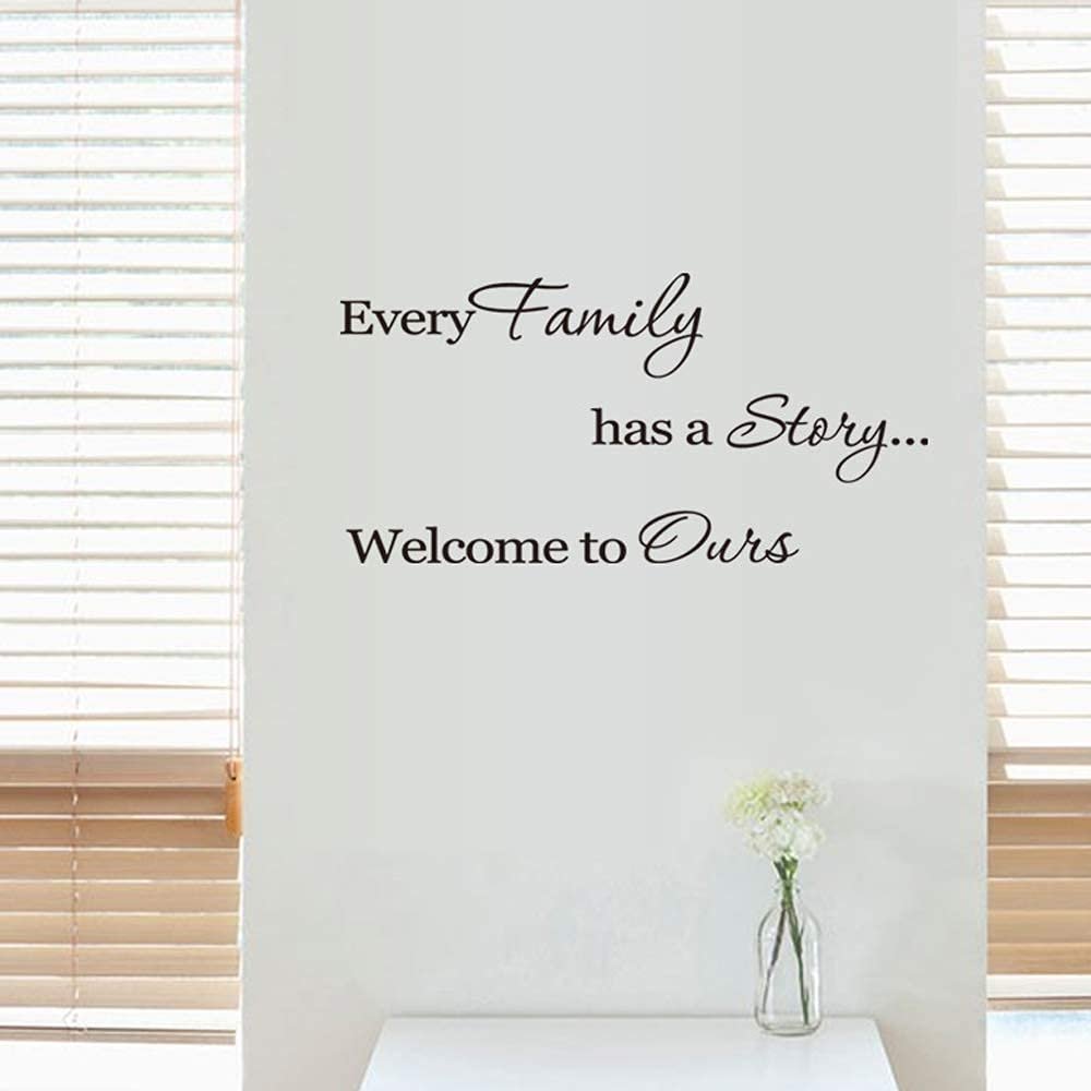 Rasiarpio Rasiarpio Words Wall Decal Sayings Quote Art Vinyl Decor Removable PVC Home Room Decor All Families Have A Story Welcome to Ours