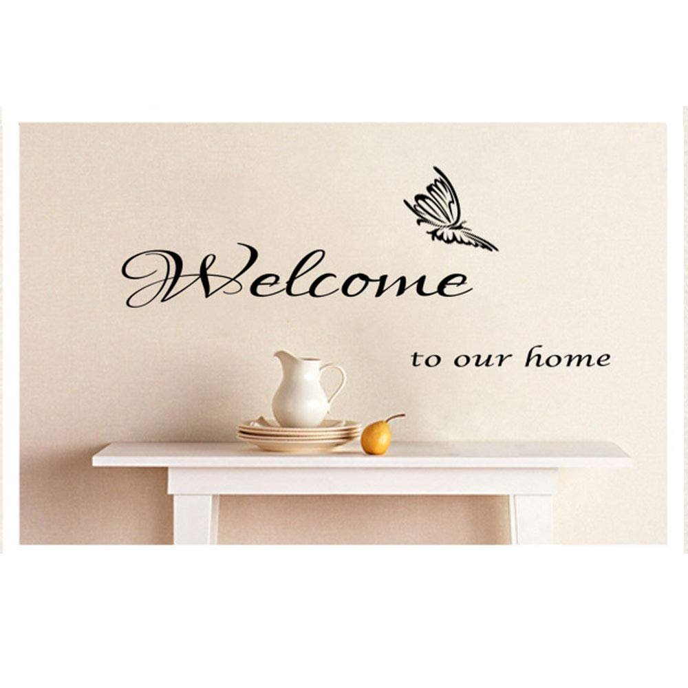 Rasiarpio Wall Sticker Rasiarpio Butterfly Welcome to Our Home Wall Sticker Welcome Greeting Quotes Removable PVC Decoration Door Entrance Decoration