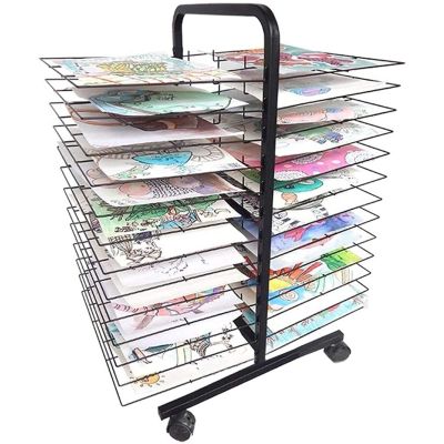 YSCMX Drying Rack, Mobile Art Drying Rack with Wire Shelves for Works of Art, Black Powder Coated Finish, Drying& Print Racks, Ideal for Schools and Art Clubs (Size : 26-Layer)