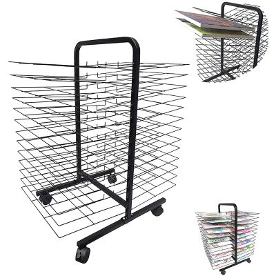 Art Drying Rack, Mobile Drying Rack with Wire Shelves for Works of Art, Mobile Classrooms, Art Studio, Educational Product Drying Rack, Drying Easel, Drying& Print Racks, Black Powder Coated Finish