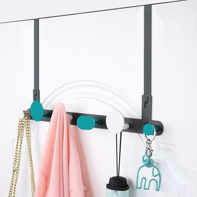 rff Coat Rack/Hook Behind The Door/Perforated-Free Bedroom Door Hanger Behind The Door/Back-Type Clothes Rack Hanger 45cm (Color : A)