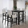 SOFTSEA 5 Piece Counter Height Dining Table Set, Wooden Kitchen Table Set with Classic Elegant Table and 4 Upholstered Chairs for Kitchen, Dining Room, Beige+Black view 1
