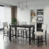 SOFTSEA 5 Piece Counter Height Dining Table Set, Wooden Kitchen Table Set with Classic Elegant Table and 4 Upholstered Chairs for Kitchen, Dining Room, Beige+Black view 2